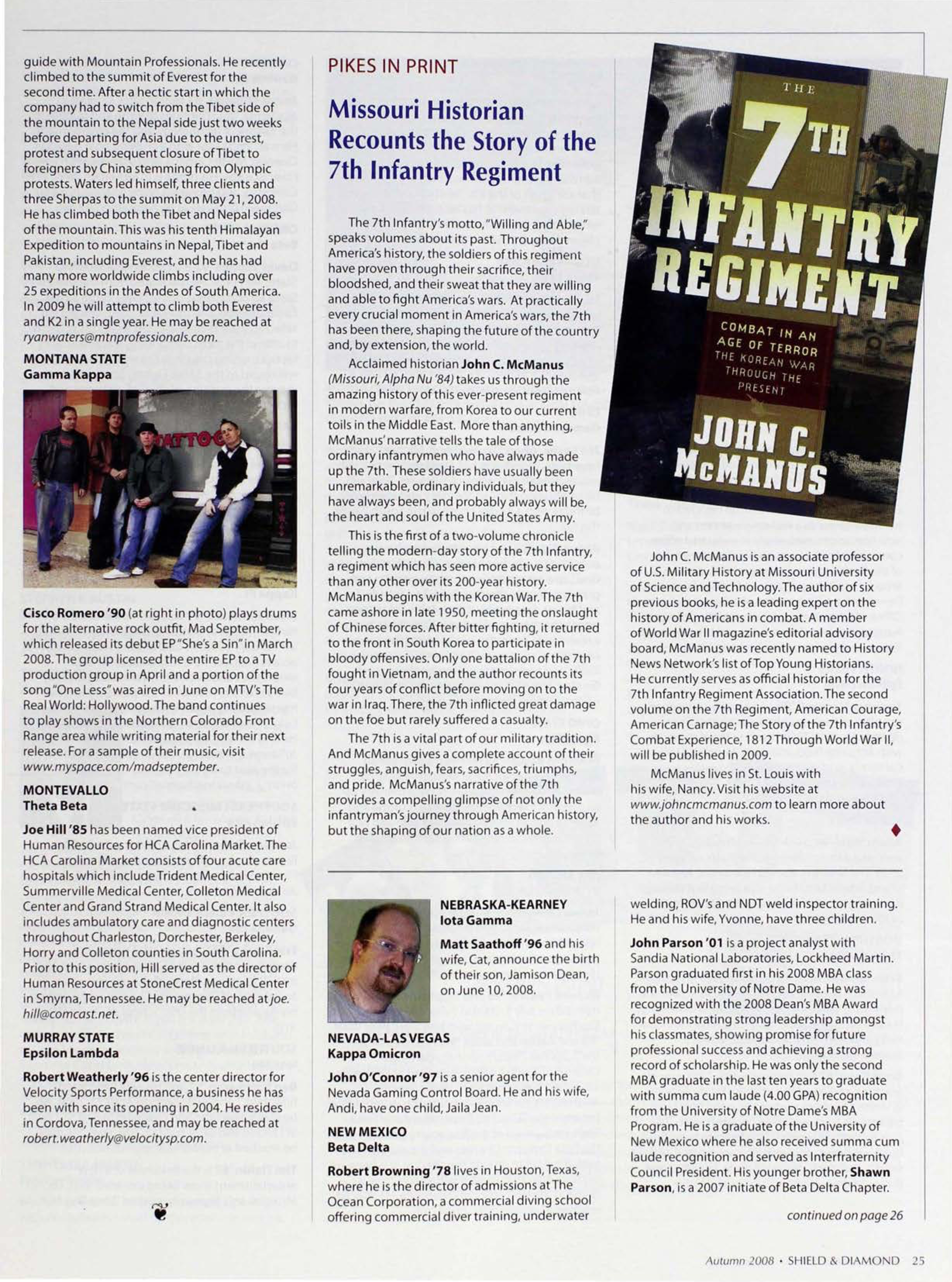 Pikes In Print: Missouri Historian Recounts the Story of the 7th Infantry Regiment